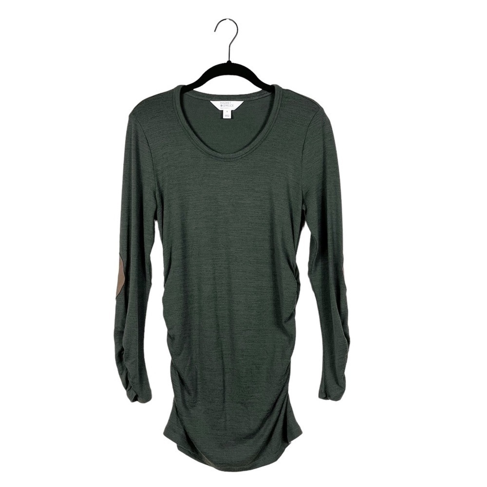 Stitch Fix Market Spruce Maternity Elbow Patch Top Long Sleeve Dark Green XS